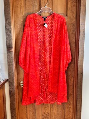 Torrid Orange Clip-Dot Duster/Kimono - Size 4X NWT